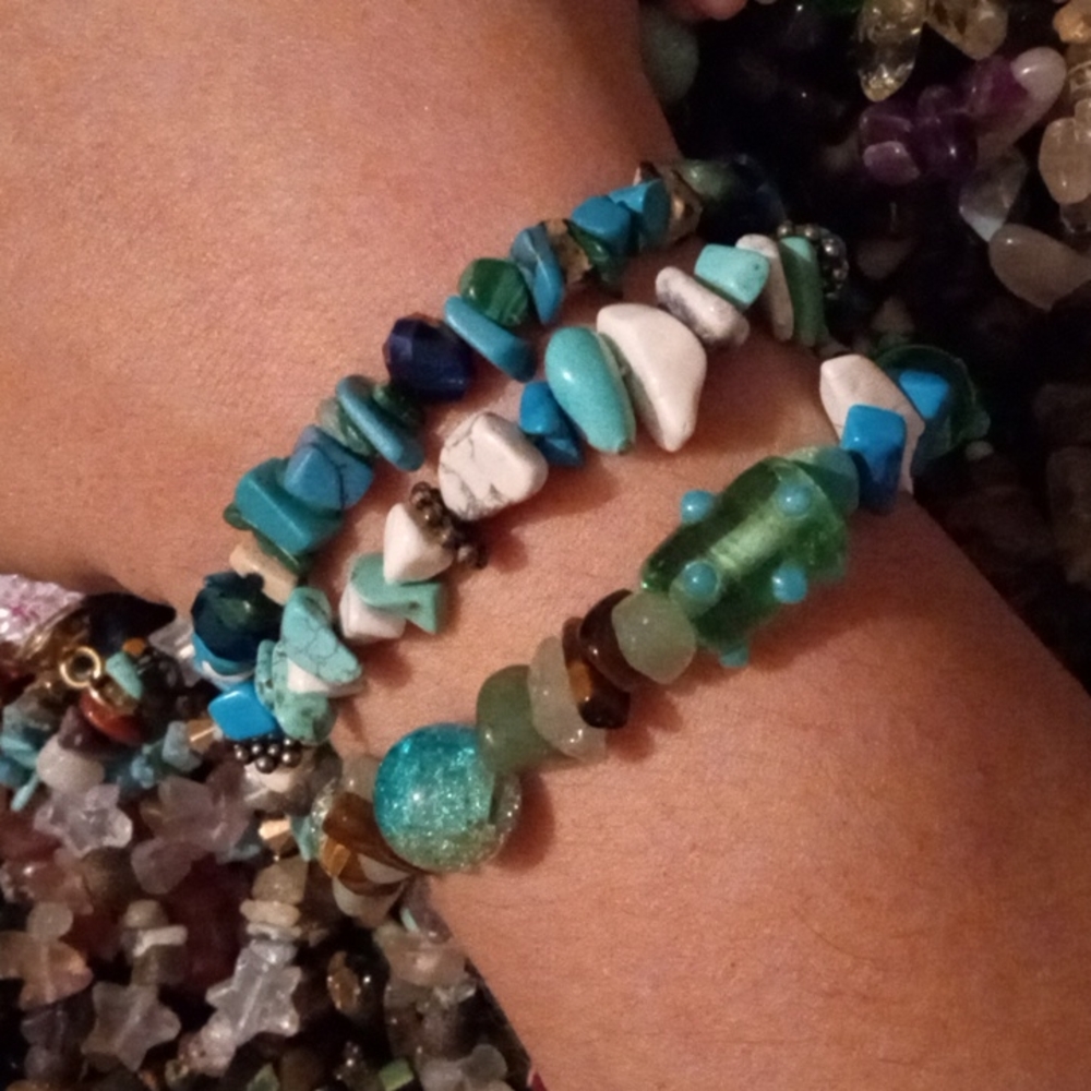 Set of 3 Gemstone Stretch Bracelets
